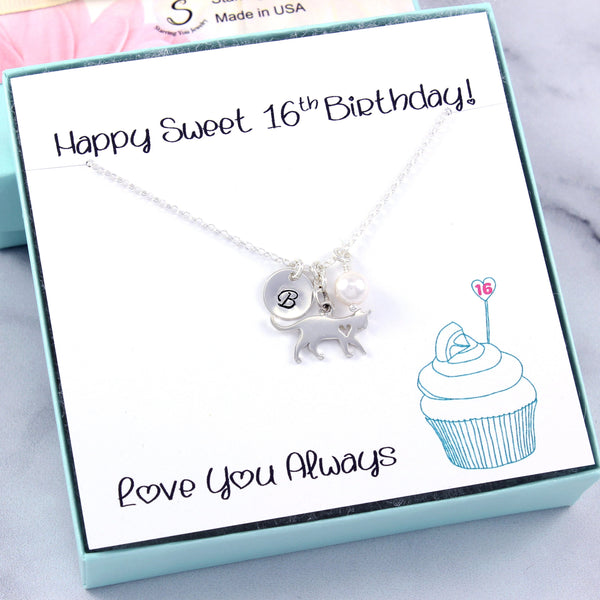 Sweet 16 Gift: Personalized Pet Necklace, Sterling Silver