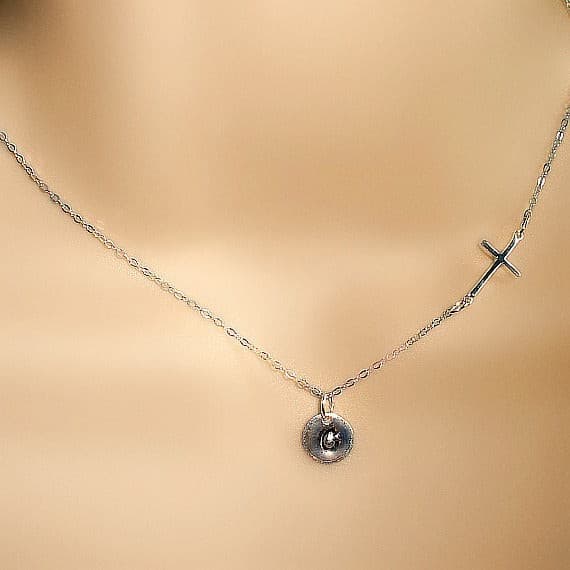 Silver Personalized Sideways Cross Necklace, StarringYouJewelry