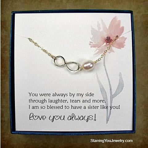 sister jewelry gifts message card jewelry gold infinity necklace