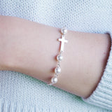 Pearl Cross Charm Bracelet, Sterling Silver