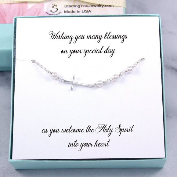 Christian Gifts: Sideways Cross Bracelet, Sterling Silver