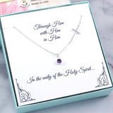 Confirmation, First Communion Gift - Side Cross Necklace, Sterling Silver