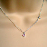 sideways cross necklace gemstone sterling silver