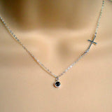 sideways cross necklace black onyx gemstone silver