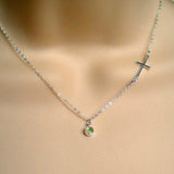 confirmation first communion gift, side cross necklace sterling silver