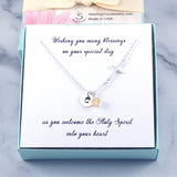 First Communion, Confirmation Gift - Side Cross Birthstone Initial Necklace, Sterling Silver