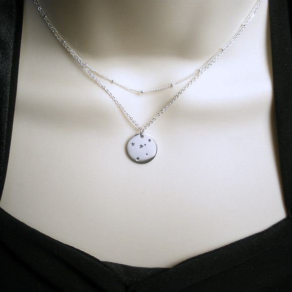 Zodiac Layered Necklace 2 layer Sterling Silver