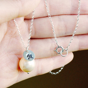 Personalized Pearl Initial Necklace, Sterling Silver