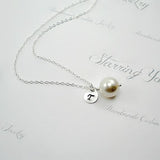 Pearl Initial Necklace Sterling Silver