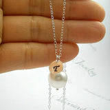 personalized mom gift initial pearl necklace silver