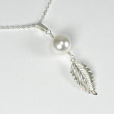 pearl leaf necklace gold or silver