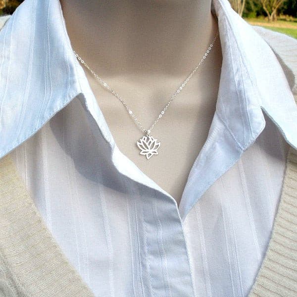 Sterling Silver Lotus Flower Necklace Yoga Jewelry Yoga Lover Gifts Starring You Jewelry