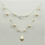 bridesmaid pearl necklace bridal party gift silver Swarovski