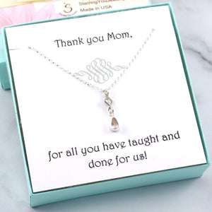 Birthstone Mom Necklace - Gemstone, Sterling Silver