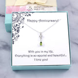 Anniversary Gift: Gemstone Drop Necklace, Sterling Silver