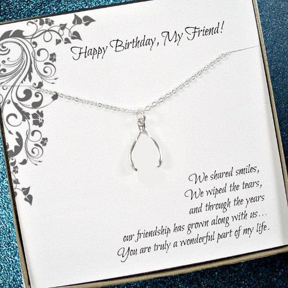 Friend Birthday Gift Wishbone Necklace Friendship message jewelry