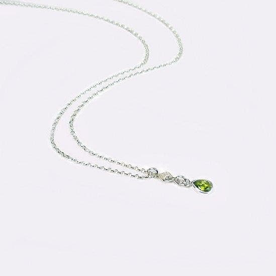 August birthstone peridot necklace sterling silver