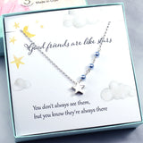 Gift for Friend | Star Charm Necklace, Blue Crystal Pearls, Sterling Silver