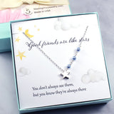 Gift for Friend | Star Charm Necklace, Blue Crystal Pearls, Sterling Silver