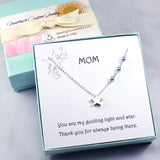 Gift for Mom | Star Charm Necklace, Blue Crystal Pearls, Sterling Silver