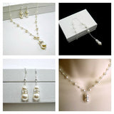 bridal pearl jewelry set backdrop necklace earrings swarovski