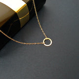 Dainty Simple Circle Necklace Gold 