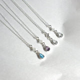 birthstone necklace for mom, sterling silver