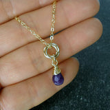 3 interlocking circle necklace gold amethyst