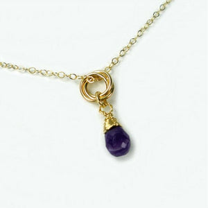 3 interlocking circle necklace gold amethyst