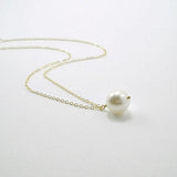 single pearl necklace one pearl simple Swarovski pearl 