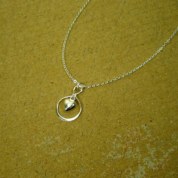 Sterling Silver Infinity Heart Charm Necklace, Dainty Women's Jewelry