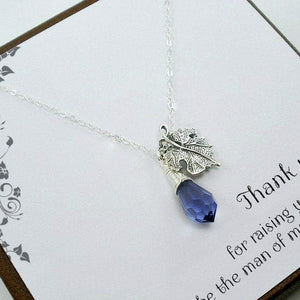 mother of groom gift from bride silver leaf necklace