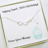 sweet 16 birthday girl gifts infinity pearl necklace