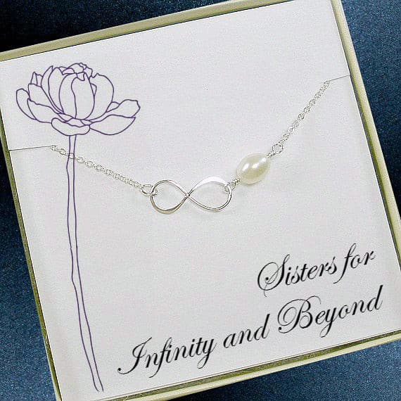 sister gift ideas infinity pearl necklace