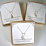 bridesmaid maid of honor gift pearl necklace gold