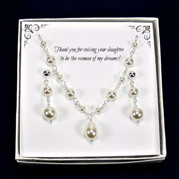 Mother of the Bride or Groom Gift: Wedding Pearl Necklace, Made in