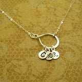 personalized grandma gift infinity initial necklace sterling silver