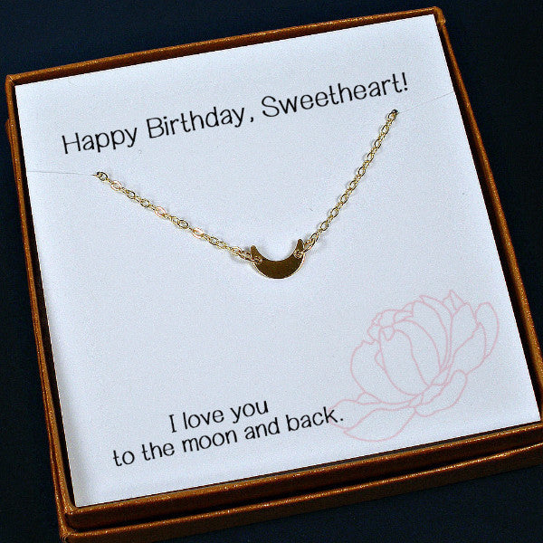 birthday gift for her gold moon necklace
