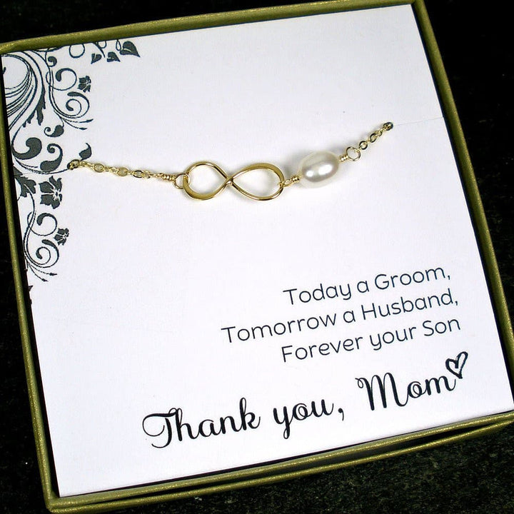 mother groom gift from son gold infinity bracelet