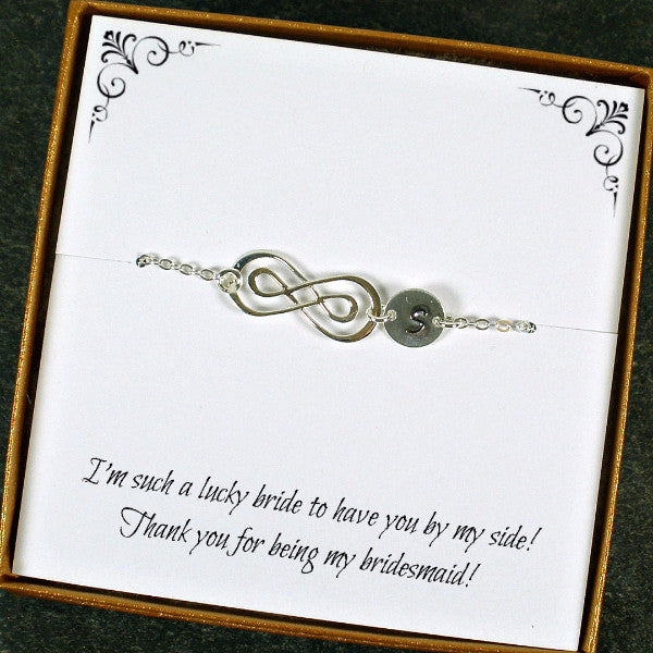 gifts for bridesmaid maid of honor silver initial bracelet