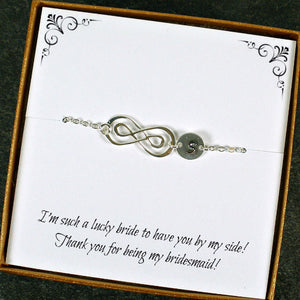 Gift for Bridesmaid Matron Maid of Honor Infinity Initial Bracelet Starring You Jewelry