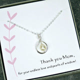 mom gifts pearl drop necklace message card jewelry