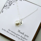 mother of the groom gift initial pearl necklace