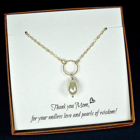 mom gifts gold mom necklace Swarovski pearl