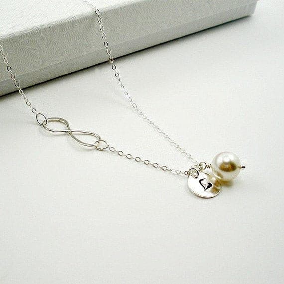 sideways infinity birthstone necklace with initial