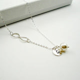 infinity initial necklace with crystal silver women jewelry