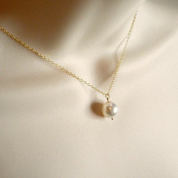 single pearl necklace one pearl simple Swarovski pearl 