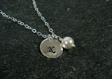 sterling silver hammered initial necklace personalized