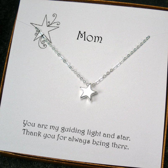 mom gifts message card jewelry silver star necklace 