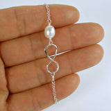 bridesmaid gift set infinity pearl bracelet silver